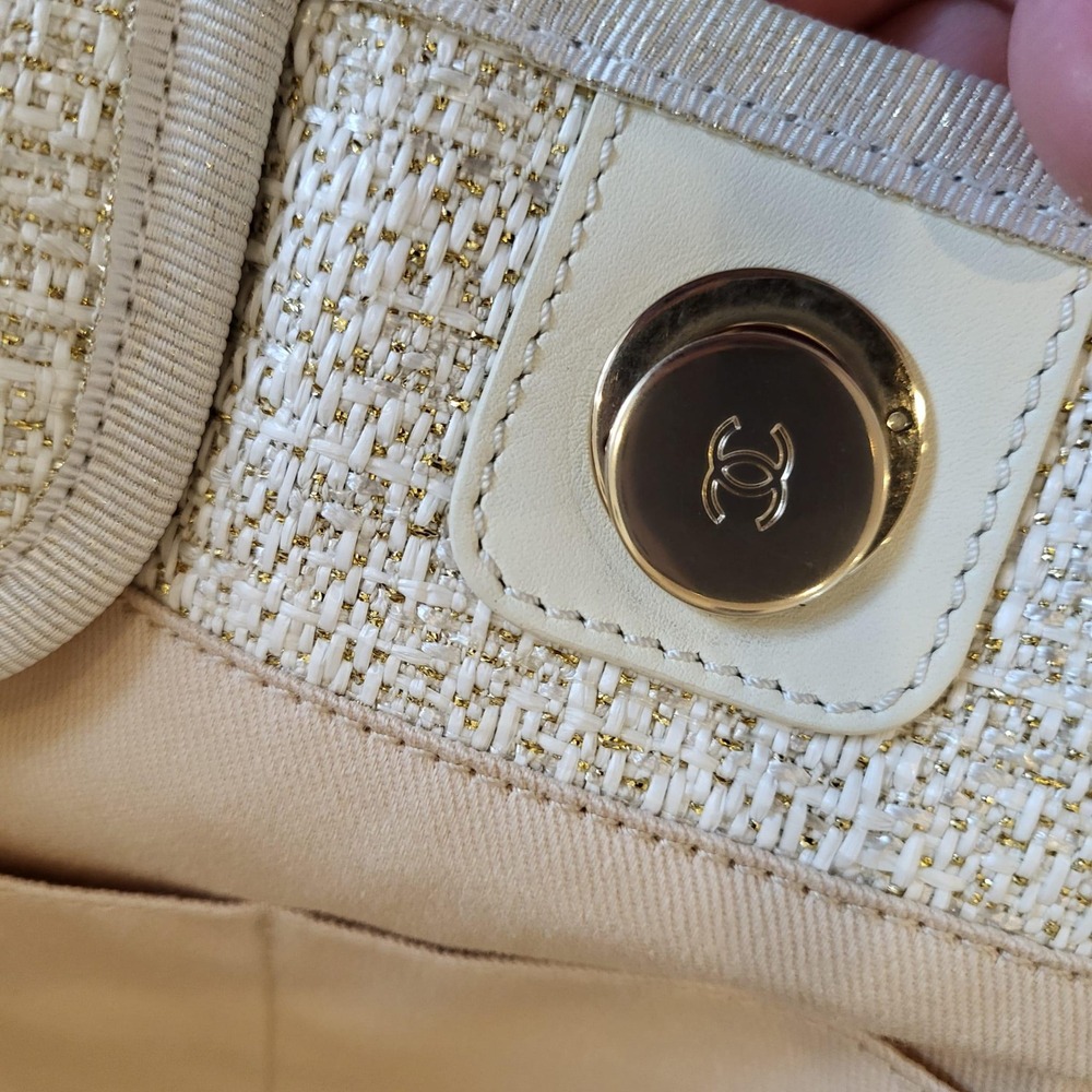 Chanel Lurex Boucle Small Deauville Tote Bag Ivory Gold 31 Rue Cambon 27202807 - Picture 12 of 16